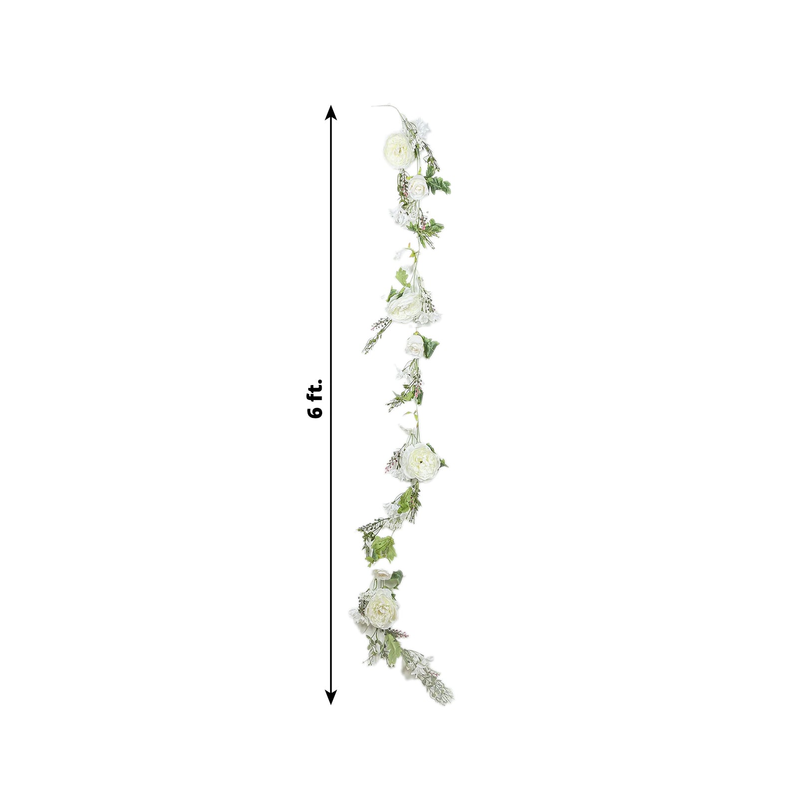 6ft White Silk Rose Peony Flower Garland, Mixed Floral Greenery Garland Artificial Hanging Vine - Bell Racket Store