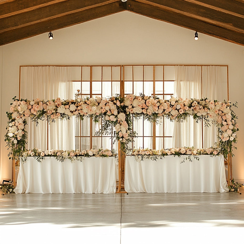 6ftx12ft Gold Rectangular Arbor - Freestanding 6' High Over the Table Stand, Backdrop Stand with Double Frame for Floral Balloon DÃ©cor - Bell Racket Store