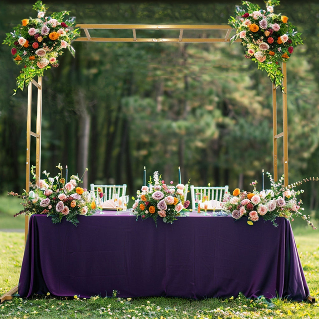 6ftx6ft Gold Square Arbor - Freestanding 6' High Over the Table Stand, Backdrop Stand with Double Frame for Floral Balloon DÃ©cor - Bell Racket Store