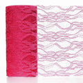 6"X10 Yards Fuchsia Floral Lace Shimmer Glitter Tulle Fabric Bolt