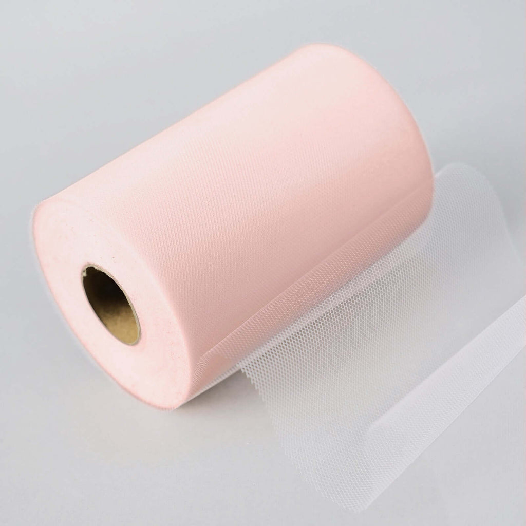 6"x100 Yards Blush Tulle Fabric Bolt, Sheer Fabric Spool Roll For Crafts - Bell Racket Store