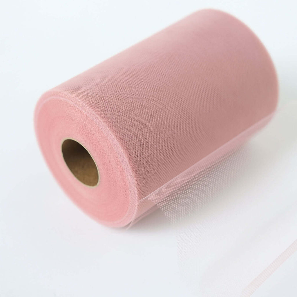 6"x100 Yards Dusty Rose Tulle Fabric Bolt, Sheer Fabric Spool Roll For Crafts - Bell Racket Store