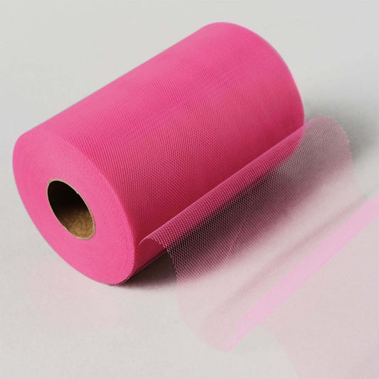 6"x100 Yards Fuchsia Tulle Fabric Bolt, Sheer Fabric Spool Roll For Crafts - NestOCart