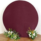 7.5ft Burgundy Metallic Shimmer Tinsel Spandex Round Wedding Arch Cover, 2-Sided Photo Backdrop
