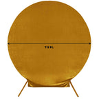 7.5ft Metallic Gold Soft Velvet Fitted Round Event Party Backdrop Cover