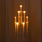 7 - Arm Round Cluster Acrylic Candelabra Clear with Circular Base - Sleek Taper Candle Holder Table Centerpiece for Pillar Candles 33" - Bell Racket Store