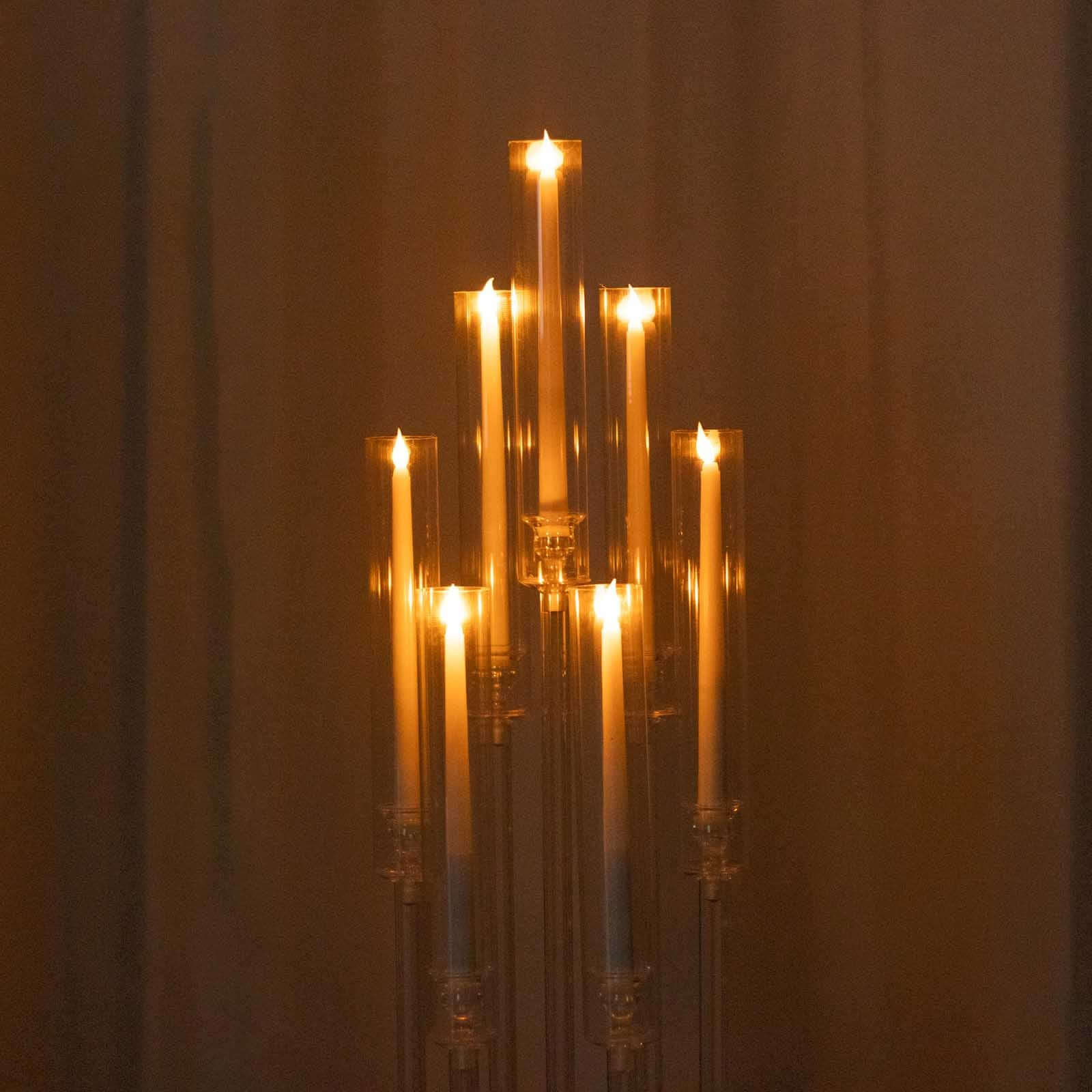 7 - Arm Round Cluster Acrylic Candelabra Clear with Circular Base - Sleek Taper Candle Holder Table Centerpiece for Pillar Candles 33" - Bell Racket Store