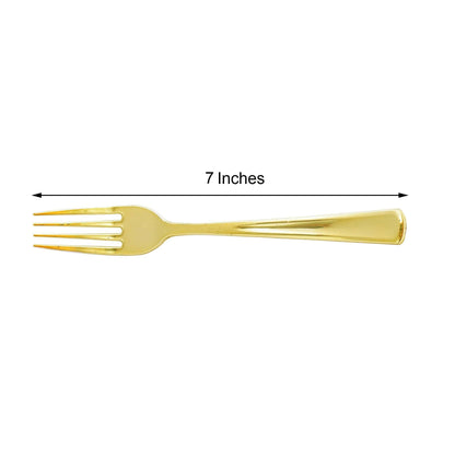 25-Pack Plastic Forks Metallic Gold Classic Heavy Duty - Decorative Disposable Cutlery 7"
