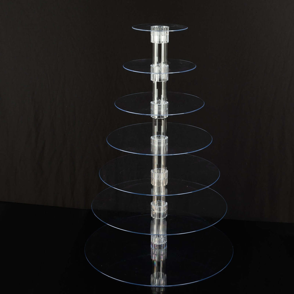 7 - Tier Acrylic Round Cupcake Stand Clear & Catering Displays 26" - Bell Racket Store