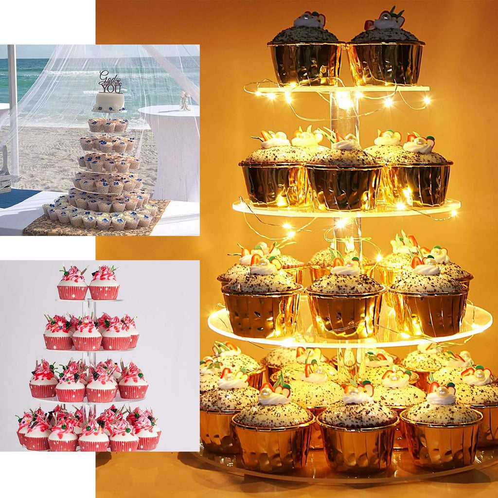 7 - Tier Acrylic Round Cupcake Stand Clear & Catering Displays 26" - Bell Racket Store