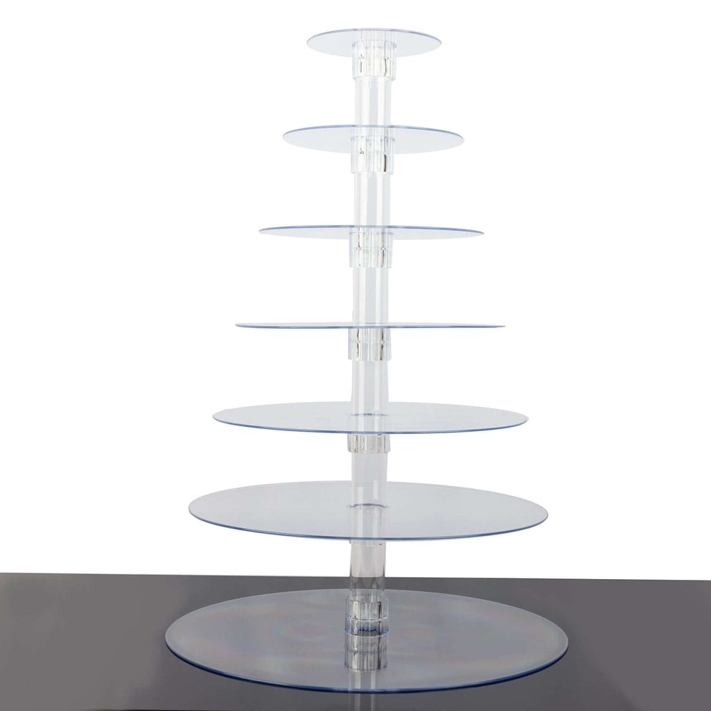 7 - Tier Acrylic Round Cupcake Stand Clear & Catering Displays 26" - Bell Racket Store