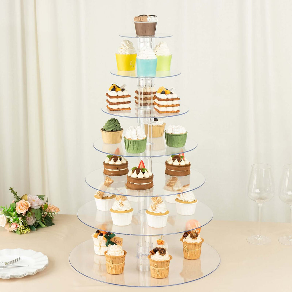 7 - Tier Acrylic Round Cupcake Stand Clear & Catering Displays 26" - Bell Racket Store
