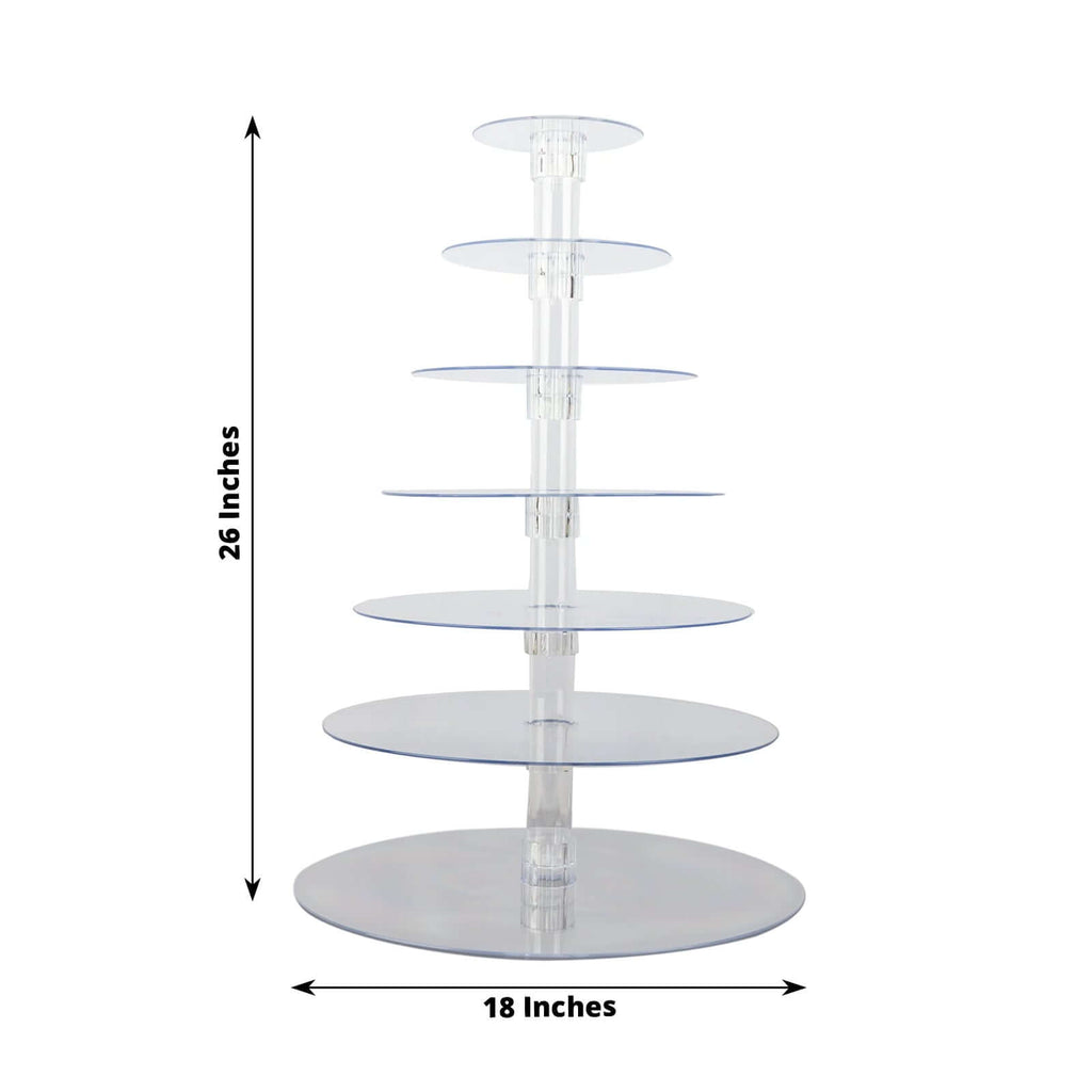 7 - Tier Acrylic Round Cupcake Stand Clear & Catering Displays 26" - Bell Racket Store