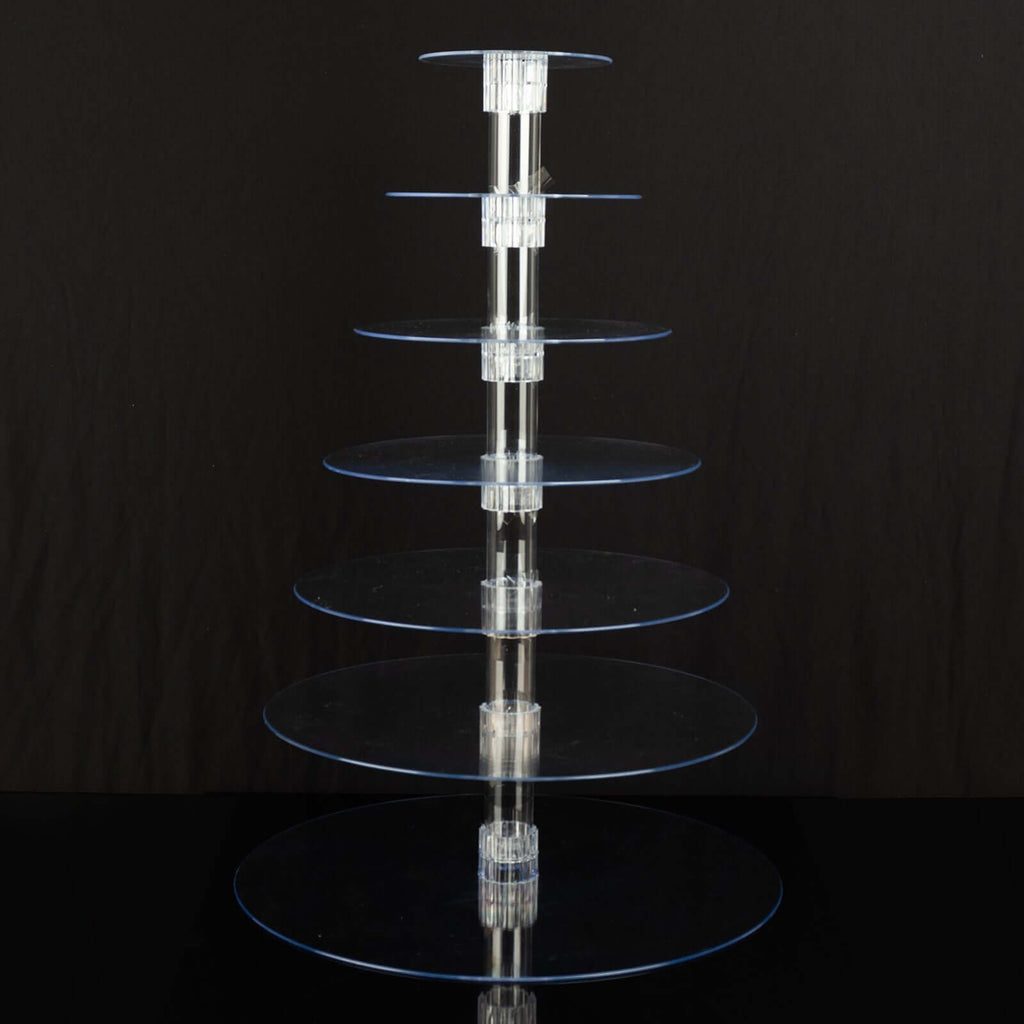 7 - Tier Acrylic Round Cupcake Stand Clear & Catering Displays 26" - Bell Racket Store