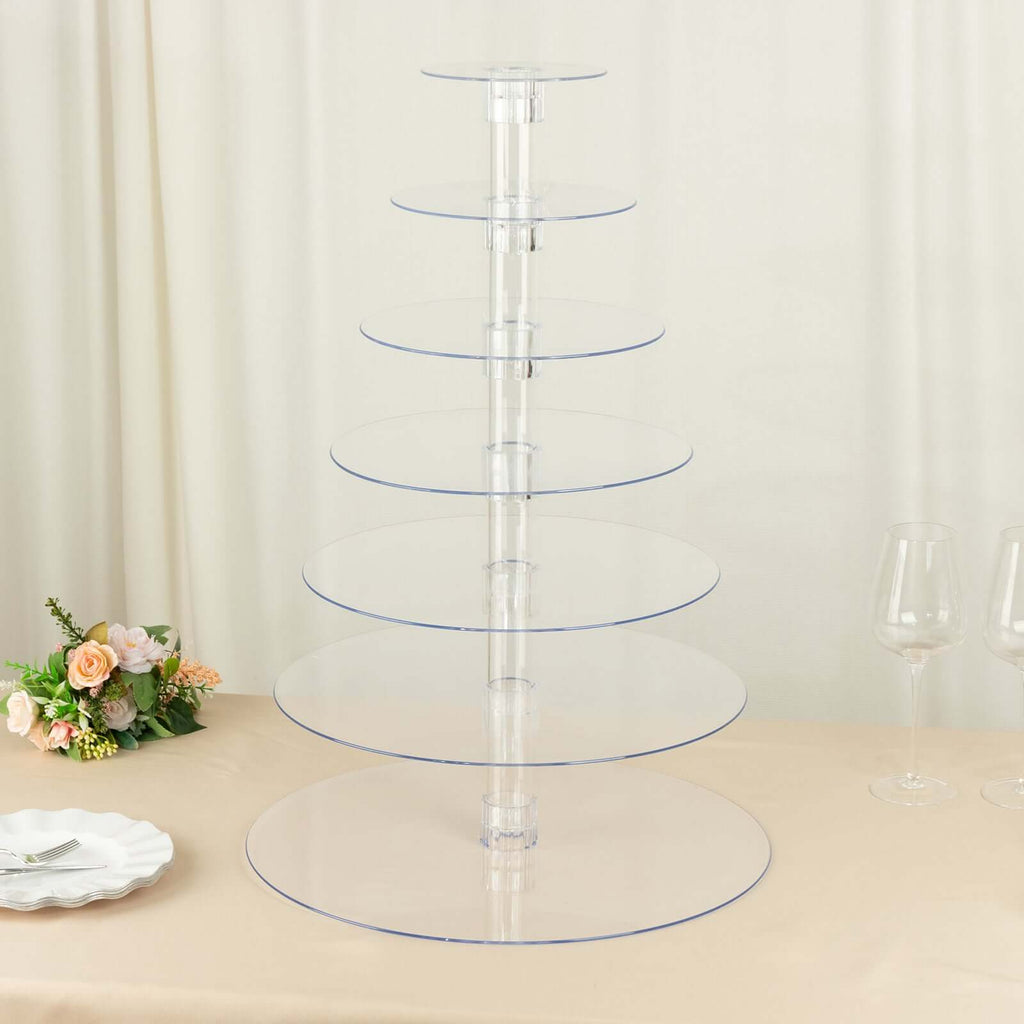 7 - Tier Acrylic Round Cupcake Stand Clear & Catering Displays 26" - Bell Racket Store