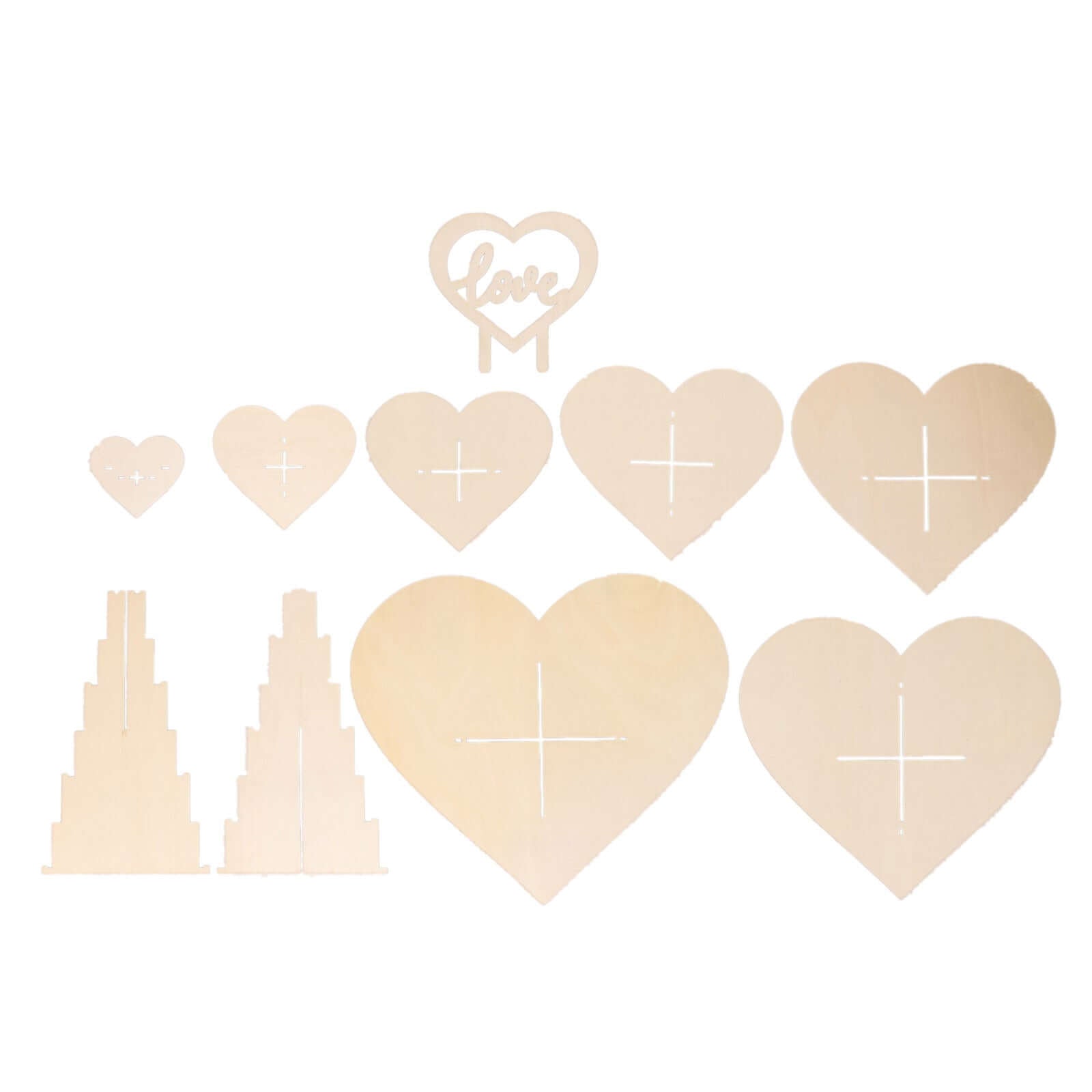 7 - Tier Wooden Chocolate Display Stand Heart Shape Natural with "Love" Topper - DIY Dessert Table Tower Rack 16" - Bell Racket Store