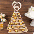 7 - Tier Wooden Chocolate Display Stand Heart Shape Natural with "Love" Topper - DIY Dessert Table Tower Rack 16" - Bell Racket Store