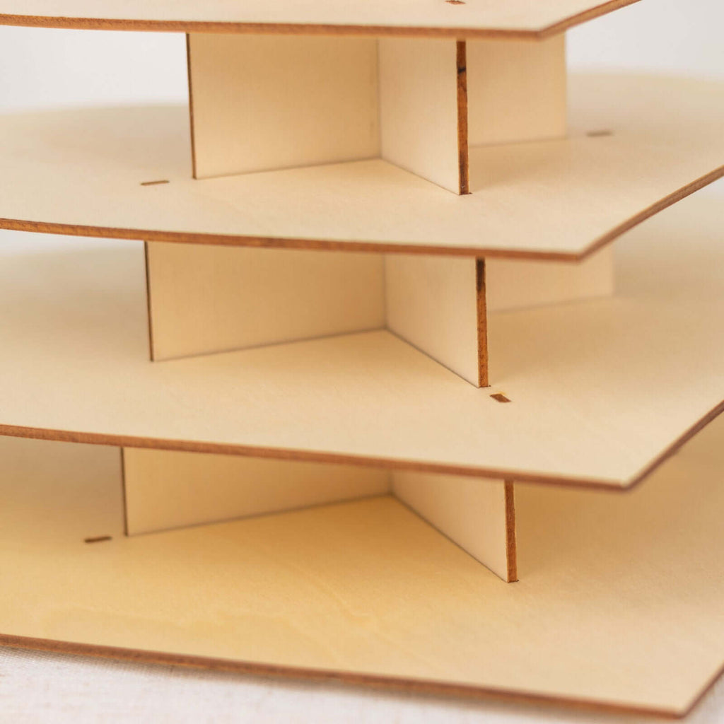 7 - Tier Wooden Chocolate Display Stand Heart Shape Natural with "Love" Topper - DIY Dessert Table Tower Rack 16" - Bell Racket Store