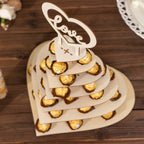7 - Tier Wooden Chocolate Display Stand Heart Shape Natural with "Love" Topper - DIY Dessert Table Tower Rack 16" - Bell Racket Store