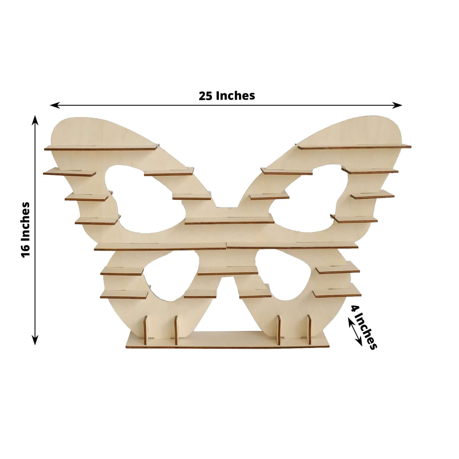 7 - Tier Wooden Dessert Display Stand Butterfly Shaped Design Natural - Double Sided Cupcake Holder Shelf Rack 25" - Bell Racket Store