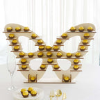 7 - Tier Wooden Dessert Display Stand Butterfly Shaped Design Natural - Double Sided Cupcake Holder Shelf Rack 25" - Bell Racket Store