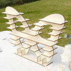 7 - Tier Wooden Dessert Display Stand Butterfly Shaped Design Natural - Double Sided Cupcake Holder Shelf Rack 25" - Bell Racket Store