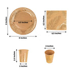 72 Pcs Paper Dinnerware Set with Gold Foil Palm Leaves Print Natural - Disposable Tableware Combo - Pack with Plates and Cups - Bell Racket Store