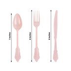 72 Pcs Plastic Silverware Set in Baroque Style Blush - Heavy Duty Disposable Knife, Fork, and Spoon Set - Bell Racket Store