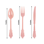 72 Pcs Plastic Silverware Set in Baroque Style Dusty Rose - Heavy Duty Disposable Knife, Fork, and Spoon Set - Bell Racket Store