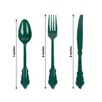72 Pcs Plastic Silverware Set in Baroque Style Hunter Emerald Green - Heavy Duty Disposable Knife, Fork, and Spoon Set - Bell Racket Store