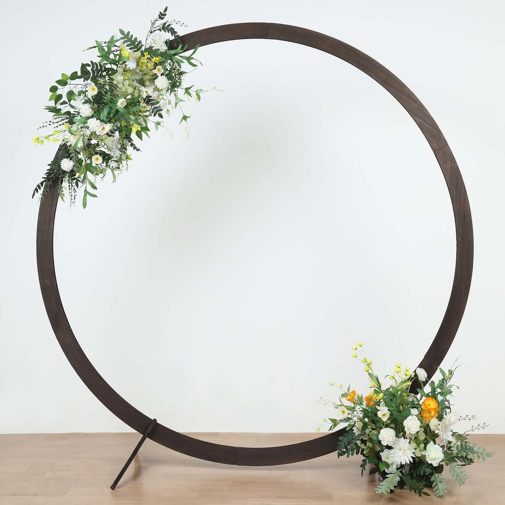 7.4ft Natural Brown Wood Round Event Party Arbor Backdrop Stand, Rustic DIY Wedding Arch - Bell Racket Store