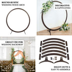 7.4ft Natural Brown Wood Round Event Party Arbor Backdrop Stand, Rustic DIY Wedding Arch - Bell Racket Store
