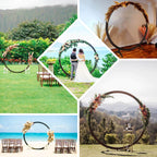 7.4ft Natural Brown Wood Round Event Party Arbor Backdrop Stand, Rustic DIY Wedding Arch - Bell Racket Store
