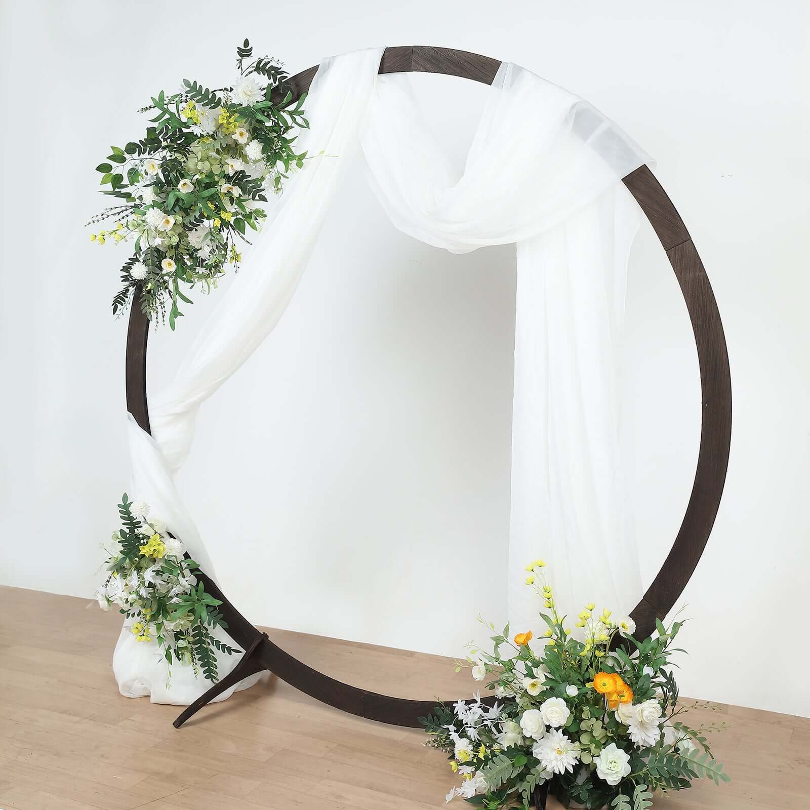 7.4ft Natural Brown Wood Round Event Party Arbor Backdrop Stand, Rustic DIY Wedding Arch - Bell Racket Store