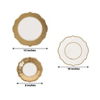 75 Pcs Paper Charger Plates with Gold Embossed Scalloped Rim White - Heavy Duty Disposable Dinner and Salad Plates 8",10",13" - Bell Racket Store