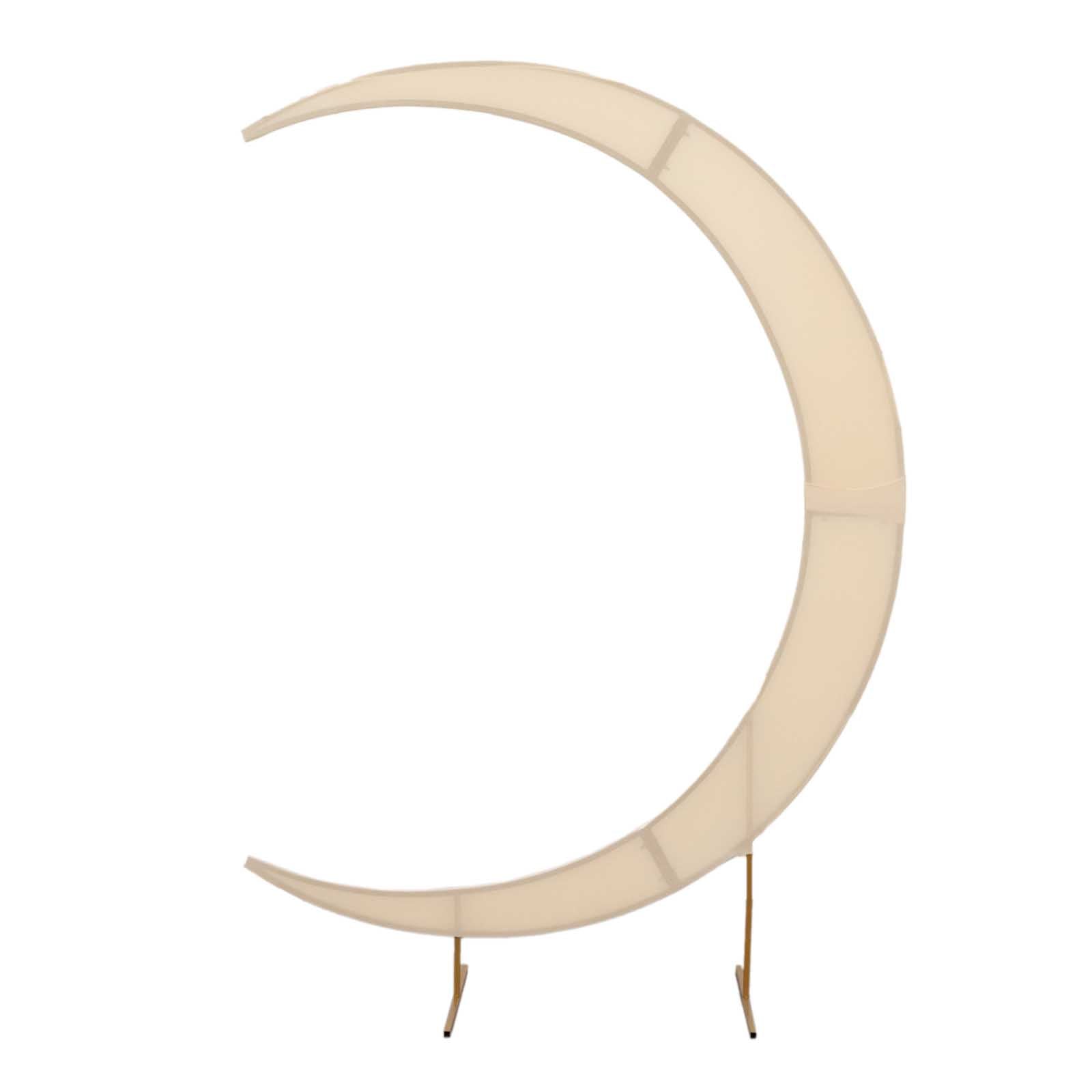 7.5ft Beige Spandex Crescent Moon Wedding Arch Cover, Custom Fitted Chiara Backdrop Stand Cover - Bell Racket Store