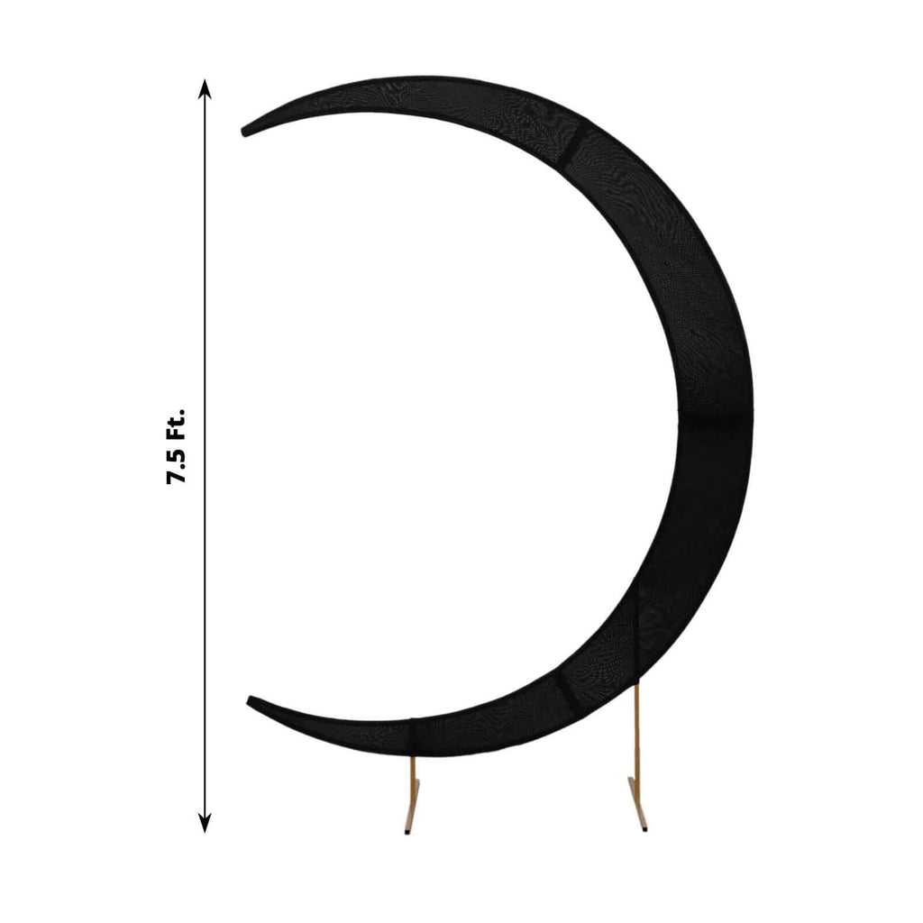 7.5ft Black Spandex Crescent Moon Wedding Arch Cover, Custom Fitted Chiara Backdrop Stand Cover - Bell Racket Store