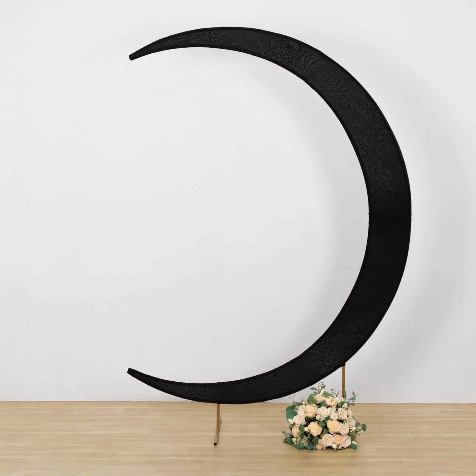 7.5ft Black Spandex Crescent Moon Wedding Arch Cover, Custom Fitted Chiara Backdrop Stand Cover - Bell Racket Store