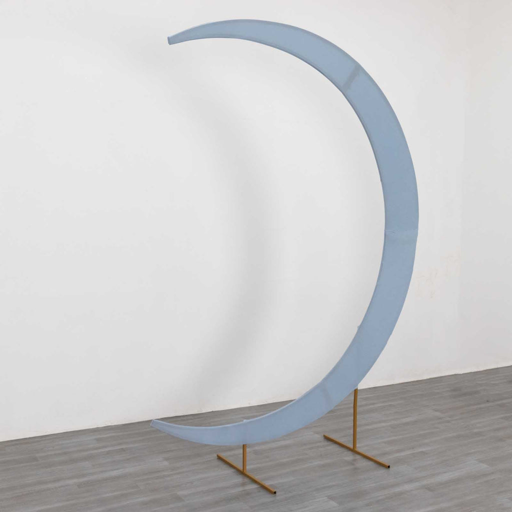 7.5ft Dusty Blue Spandex Crescent Moon Wedding Arch Cover, Custom Fitted Chiara Backdrop Stand Cover - Bell Racket Store
