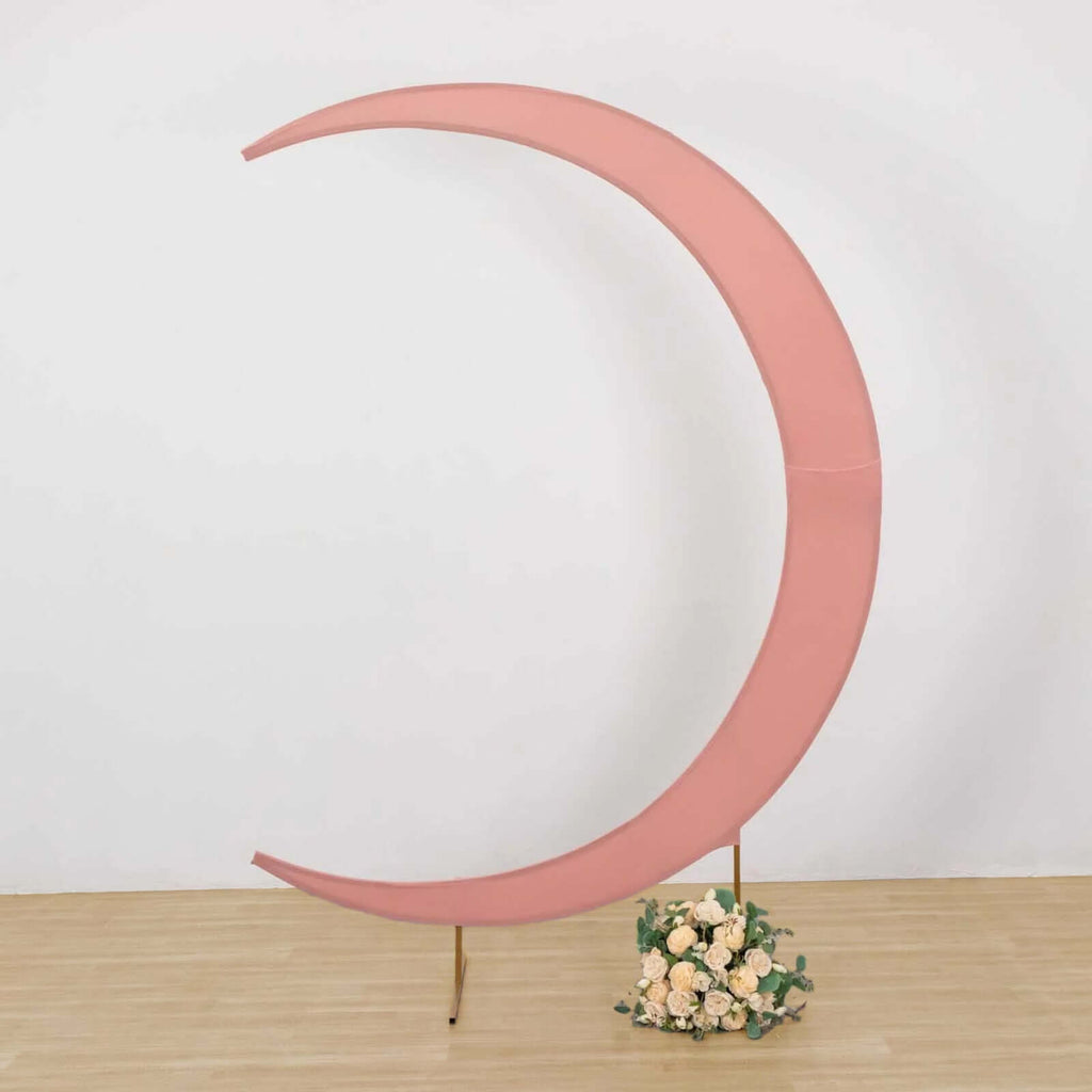 7.5ft Dusty Rose Spandex Crescent Moon Wedding Arch Cover, Custom Fitted Chiara Backdrop Stand Cover - Bell Racket Store