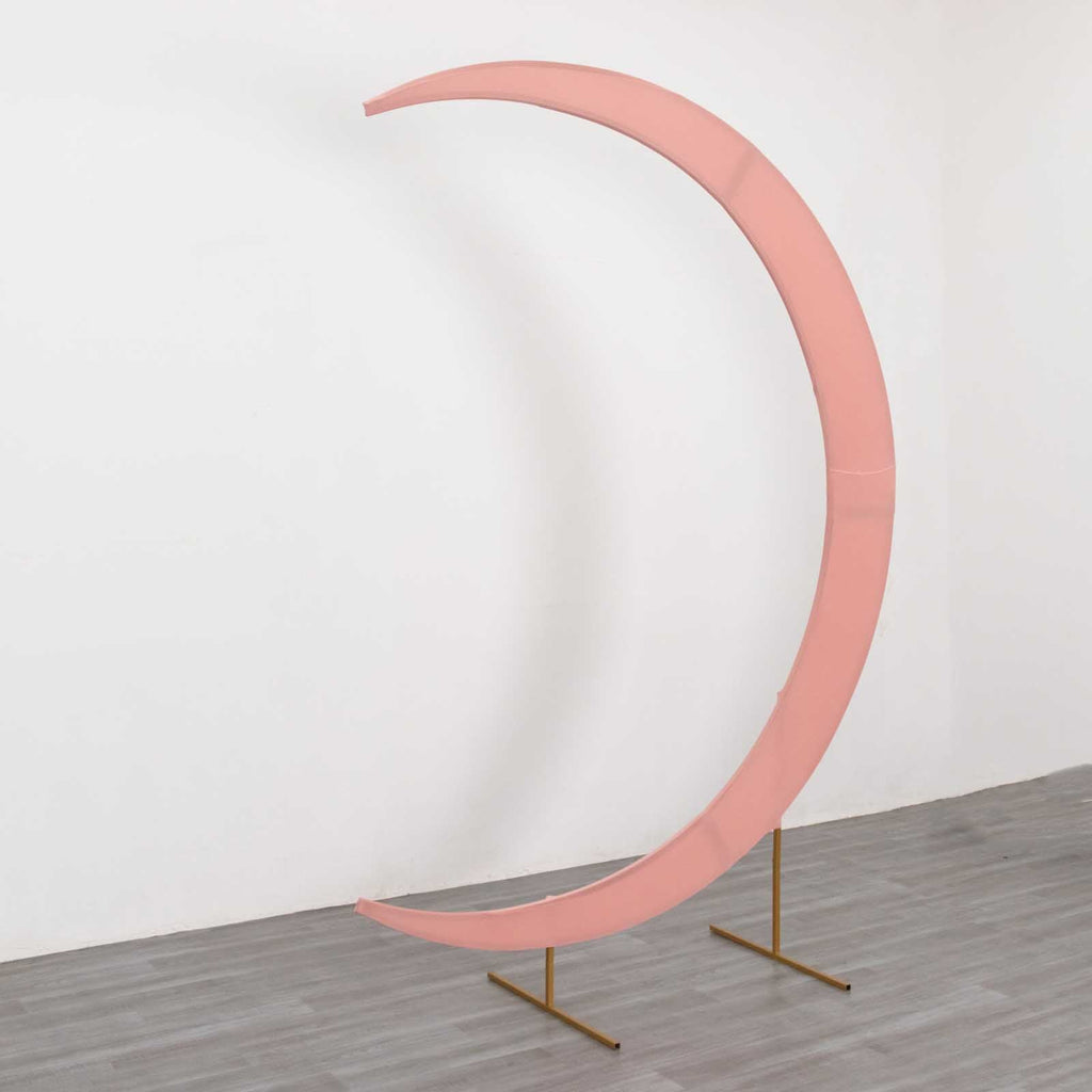 7.5ft Dusty Rose Spandex Crescent Moon Wedding Arch Cover, Custom Fitted Chiara Backdrop Stand Cover - Bell Racket Store