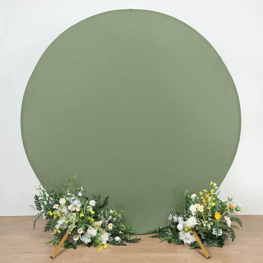 7.5ft Dusty Sage Green Round Spandex Fit Party Backdrop Stand Cover - Bell Racket Store