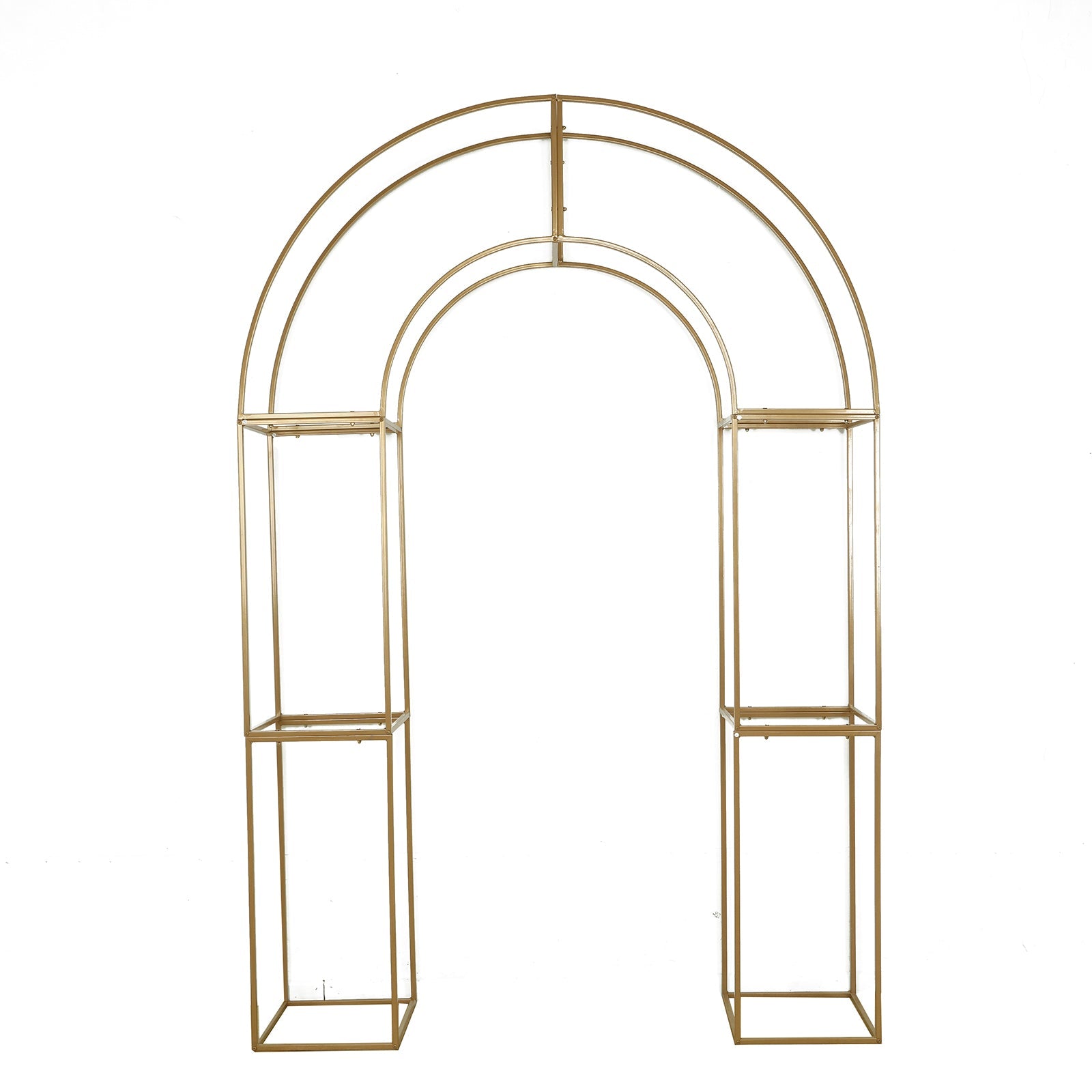 7.5ft Gold 3D Metal Wedding Arch Backdrop Stand with Round Top, Heavy - Duty Floral Balloon Frame for Elegant Parties - Bell Racket Store