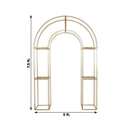 7.5ft Gold 3D Metal Wedding Arch Backdrop Stand with Round Top, Heavy - Duty Floral Balloon Frame for Elegant Parties - Bell Racket Store