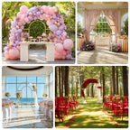 7.5ft Gold 3D Metal Wedding Arch Backdrop Stand with Round Top, Heavy - Duty Floral Balloon Frame for Elegant Parties - Bell Racket Store