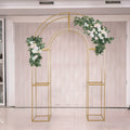 7.5ft Gold 3D Metal Wedding Arch Backdrop Stand with Round Top, Heavy - Duty Floral Balloon Frame for Elegant Parties - Bell Racket Store