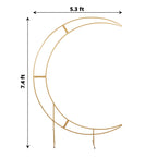 7.5ft Gold Metal Half Crescent Moon Wedding Arbor Frame, Curved Design Arch Flower Balloon Stand - Bell Racket Store