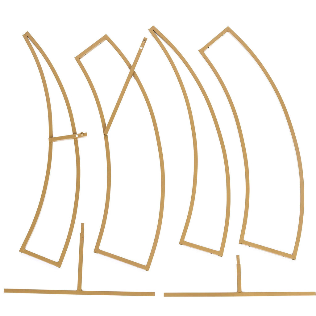 7.5ft Gold Metal Half Crescent Moon Wedding Arbor Frame, Curved Design Arch Flower Balloon Stand - Bell Racket Store