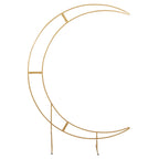 7.5ft Gold Metal Half Crescent Moon Wedding Arbor Frame, Curved Design Arch Flower Balloon Stand - Bell Racket Store