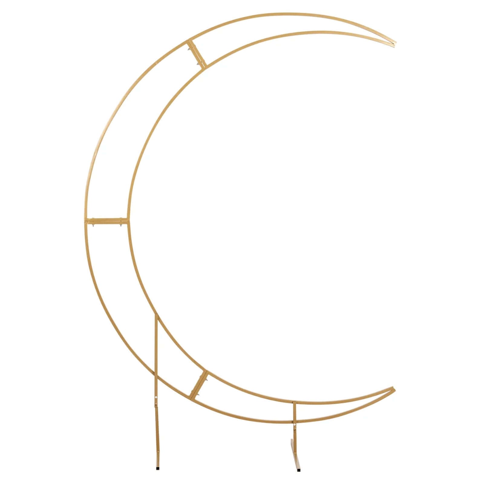 7.5ft Gold Metal Half Crescent Moon Wedding Arbor Frame, Curved Design Arch Flower Balloon Stand - Bell Racket Store